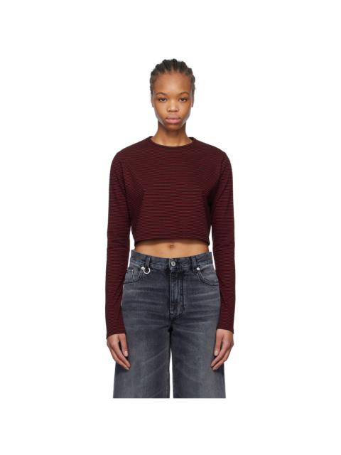 We11done Black & Red Striped Cropped T-shirt