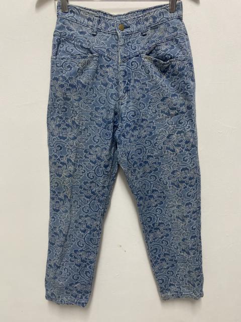 Sasakure GenSho Japanese Floral Jacquard Denim Pants L Made in Japan Vintage Style