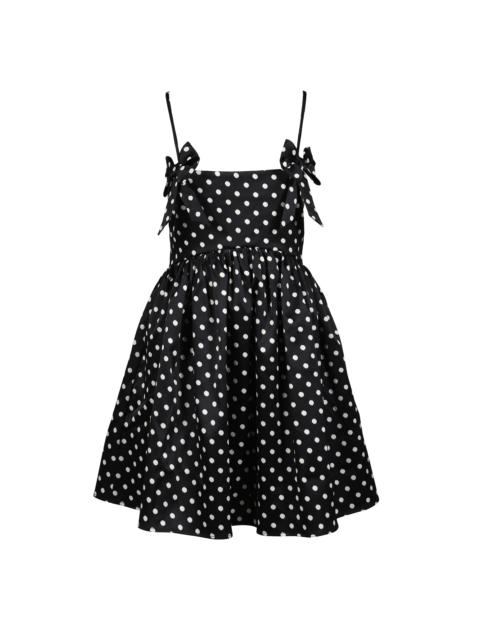 GANNI PRINTED DOUBLE SATIN MINI STRAP DRESS / BLK