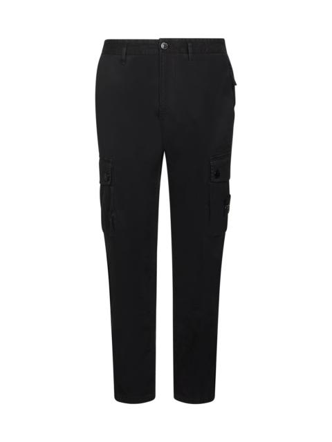Stone Island Stone Island Men Black Stretch Twill Cargo Trousers