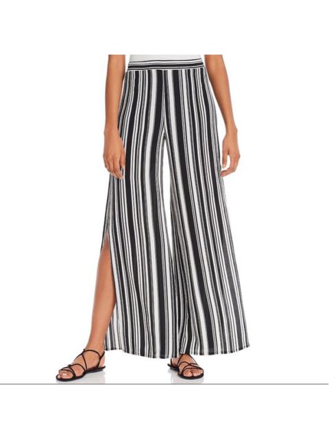 Other Designers Aqua - Navy + White Striped Split Wide Leg Pants