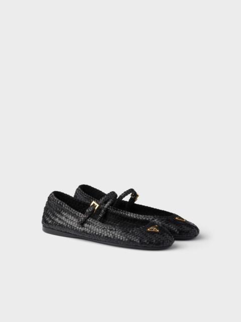 Prada Woven leather ballerinas