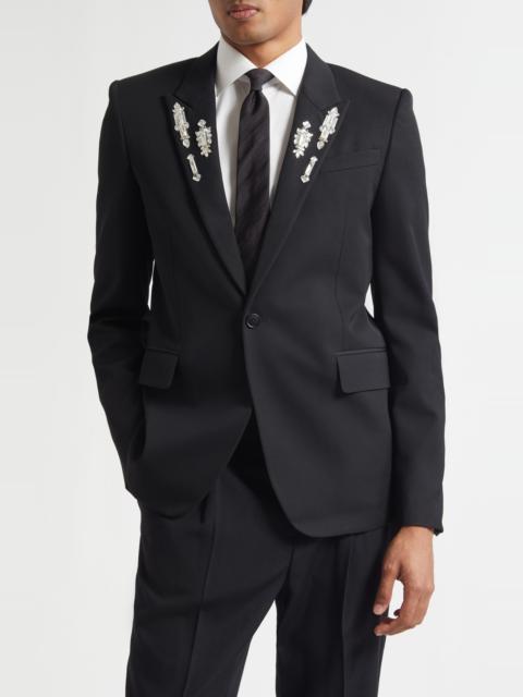 Alexander McQueen McQueen Rever Crystal Embellished Peak Lapel Blazer in Black at Nordstrom