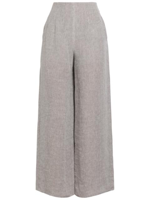 EMPORIO ARMANI Emporio Armani Wide-leg Linen-blend Trousers