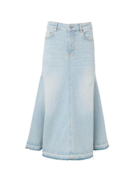 GANNI LIGHT BLUE DENIM MIDI SKIRT