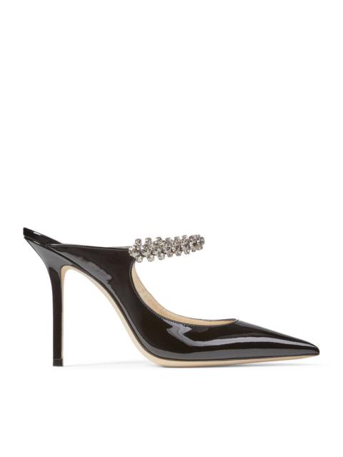 JIMMY CHOO Jimmy Choo Women Bing 100 Black Patent Leather Clog With Crystal Strap