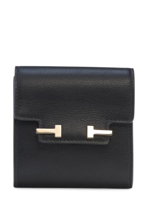 TOM FORD TOM FORD Double T Leather Card Holder in Black at Nordstrom