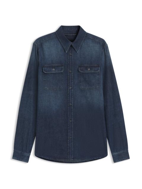 BOSS BECKHAM X BOSS SHIRT IN BLUE DENIM