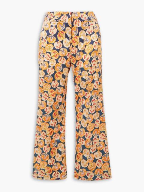 SALONI Capri Flute printed stretch-silk twill straight-leg pants