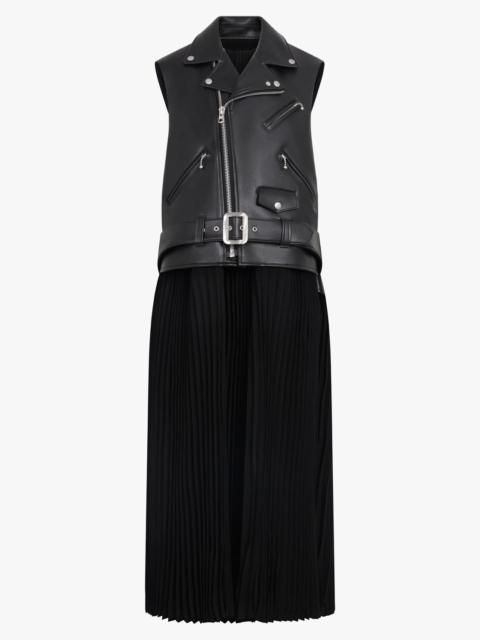 Junya Watanabe LEATHER BIKER VEST DRESS WITH PLEAT ATTACHMENT | BLACK