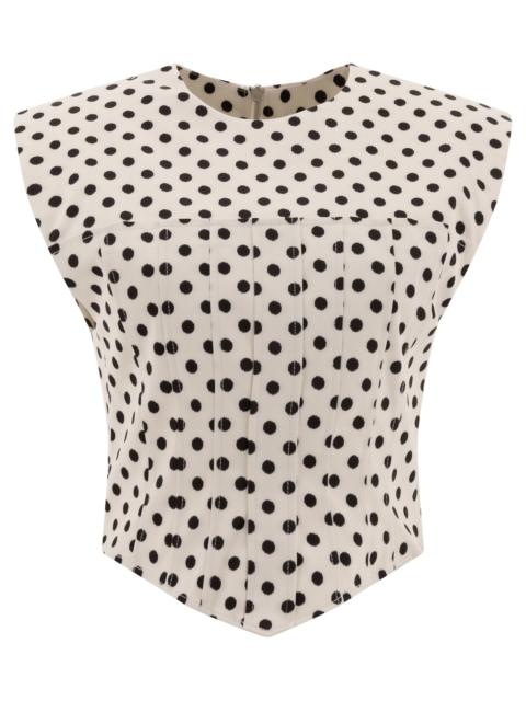 GANNI Ganni Printed Double Satin Corset Blouse