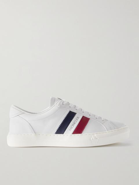 Moncler New Monaco Striped Leather Sneakers White