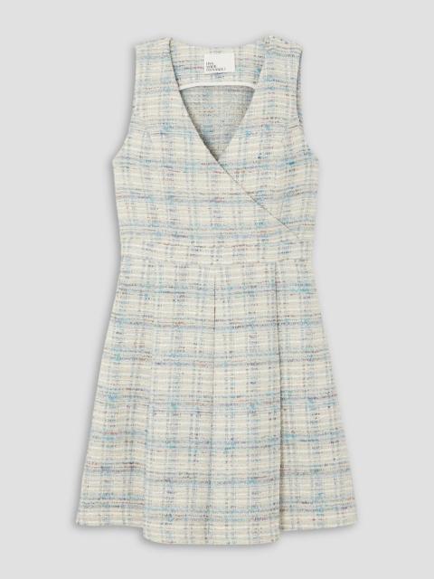 Other Designers Wrap-effect cotton-blend tweed mini dress