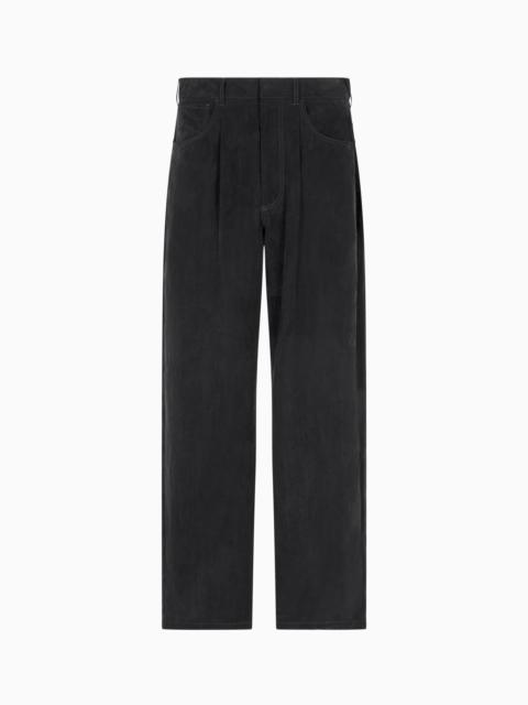GIORGIO ARMANI SINGLE-PLEAT TROUSERS IN FADED LYOCELL CANVAS