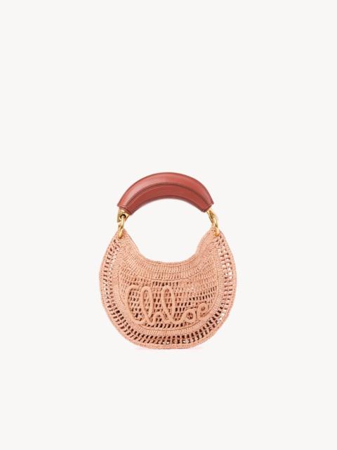 Chloé MINI SUMMER BANANA HOBO BAG WITH STRAP IN RAFFIA