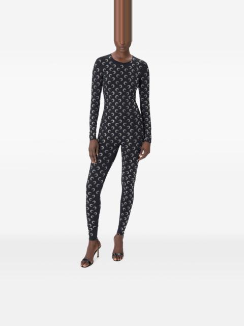 Moon-pattern jersey jumpsuit
