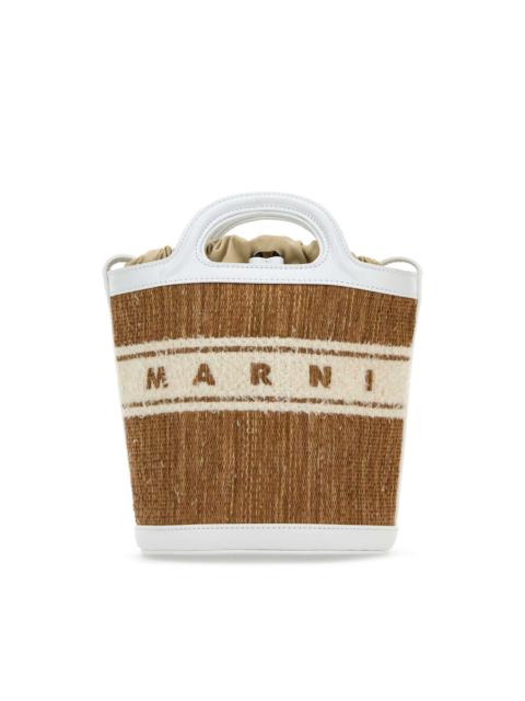 Marni Marni Two-tone Raffia And Leather Tropicalia Bucket Bag
