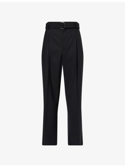 EMPORIO ARMANI Belted Wide-Leg Wool Blend Trousers