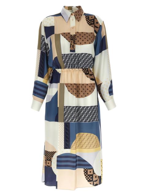 FENDI Patchwork silk dress