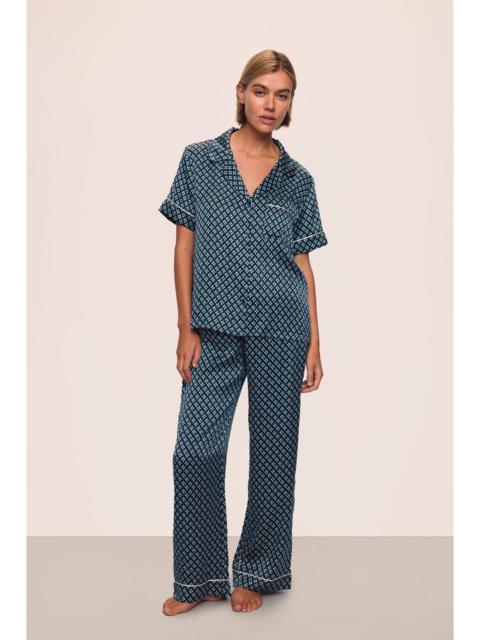 eberjey Inez Washable Silk Printed Short Sleeve Pant PJ Set