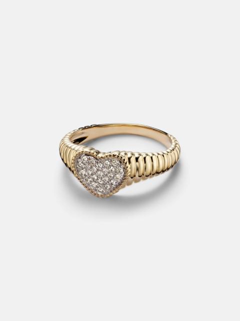 Yvonne Léon Baby 9kt gold pinky ring with diamonds