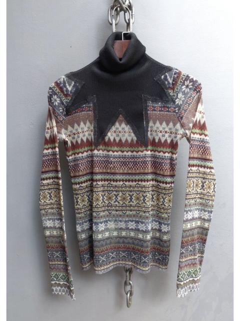 Jean Paul Gaultier Jean Paul Gaultier Tribal Print Mesh Long Sleeve Top