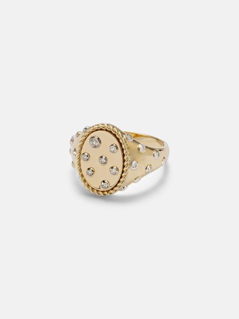 Yvonne Léon Plumetis 9kt gold ring with diamonds