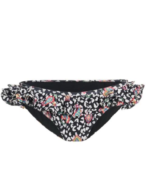 Other Designers NWT Caroline Constas Lotus Bikini Bottom Black Leopard Paisley sz‎ Large $210