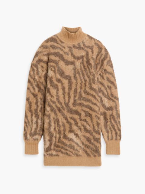 RETROFÊTE Reyna tiger-print alpaca-blend mini dress