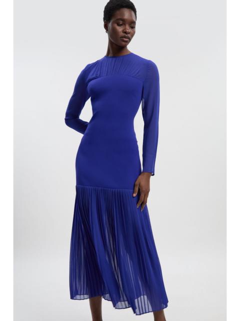 KAREN MILLEN Woven Knit Mix Pleated Midi Dress
