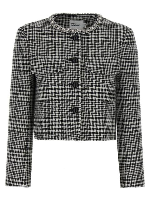 self-portrait Self Portrait Women 'Houndstooth Crystal Trim' Blazer