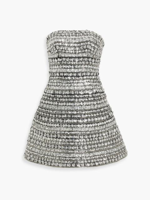 CAROLINA HERRERA Strapless embellished silk-chiffon mini dress