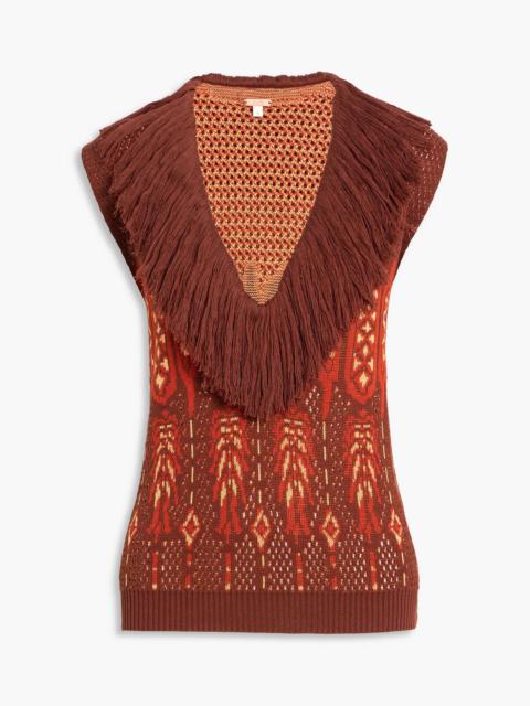 Johanna Ortiz Sacred Tributary fringed jacquard-knit Pima cotton top