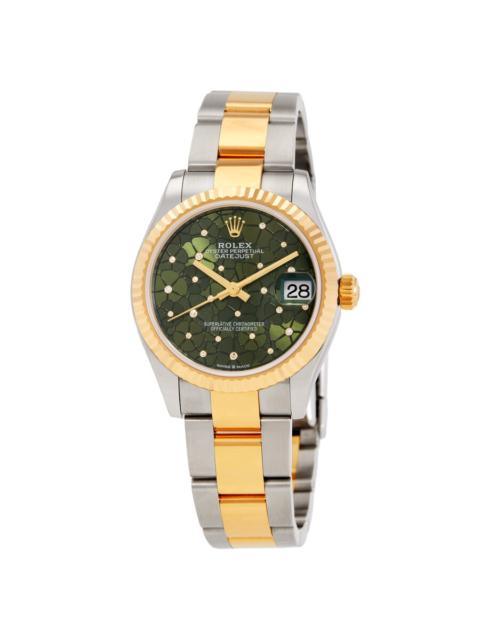 ROLEX Rolex Datejust 31 Olive Green Floral Motif Diamond Dial Automatic Ladies Oyster Watch M278273-0031