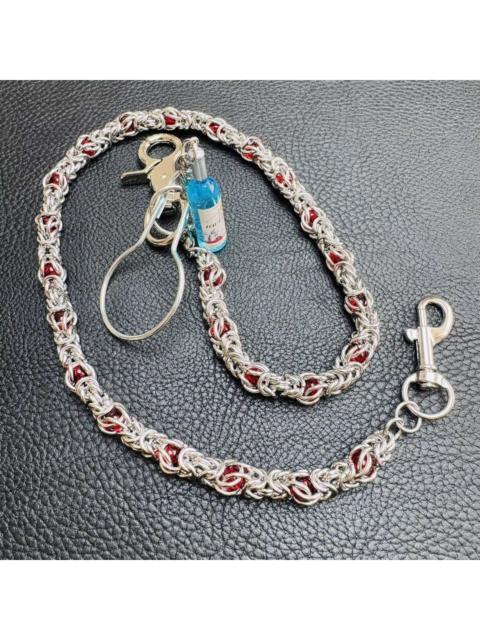 Other Designers Other - Silver Link Chain with Red Accents - Keychain Necklace