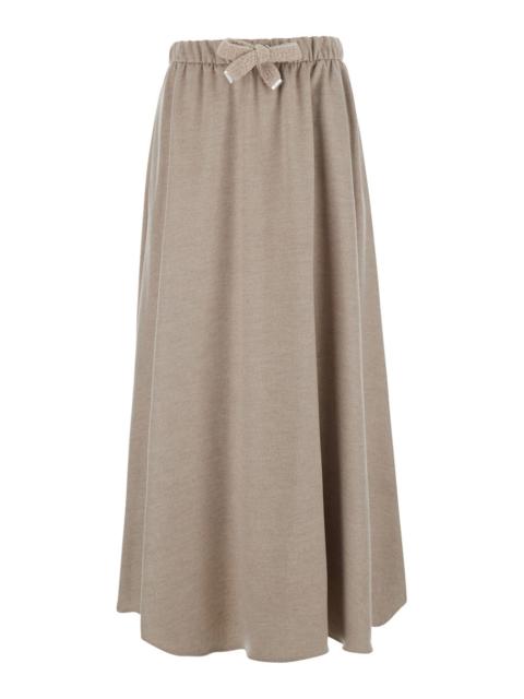 Herno Herno Women Beige Skirt With Elasticated Waistband And Drawstring In Flannel For Women