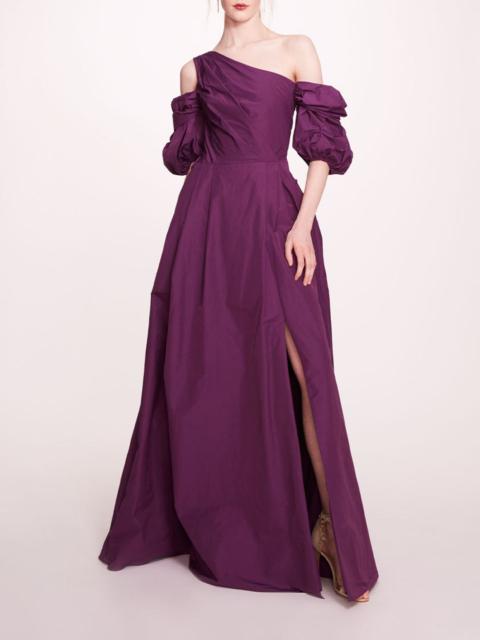 Marchesa BUBBLE SLEEVE TAFFETA GOWN
