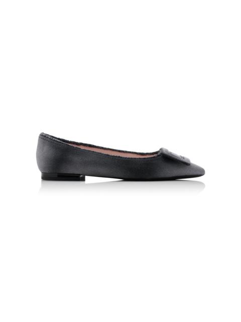 Roger Vivier Gommettine Raw Edge Denim Flats black