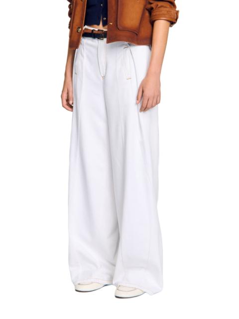 Sandro SANDRO Topstitched wide-leg jeans in White at Nordstrom