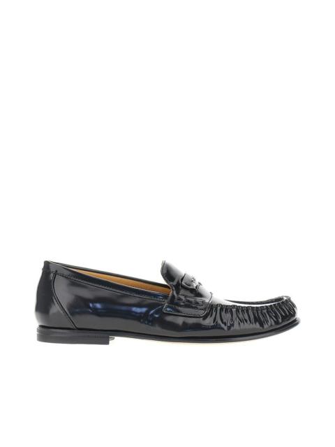FENDI Fendi 'Fendi Scrunch' Leather Loafers Black Women