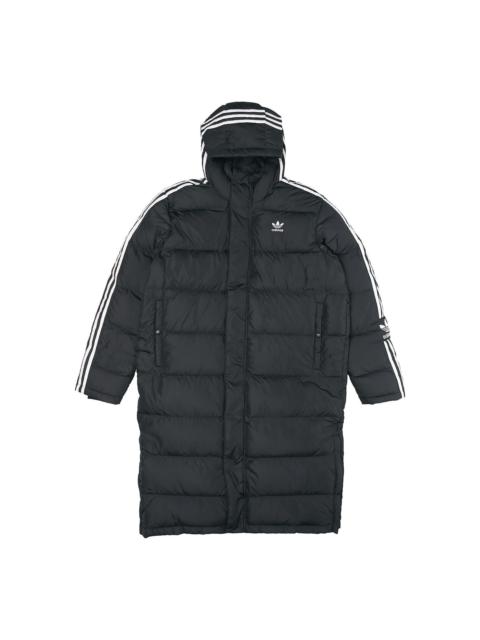 adidas adidas originals Long Down Side Logo Printing mid-length Sports Down Jacket Black HI4658