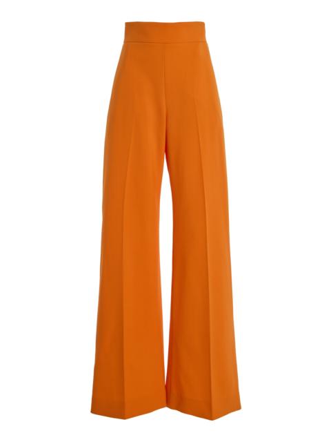 CAROLINA HERRERA High-Rise Bi-Stretch Wool Tailored Wide-Leg Pants orange
