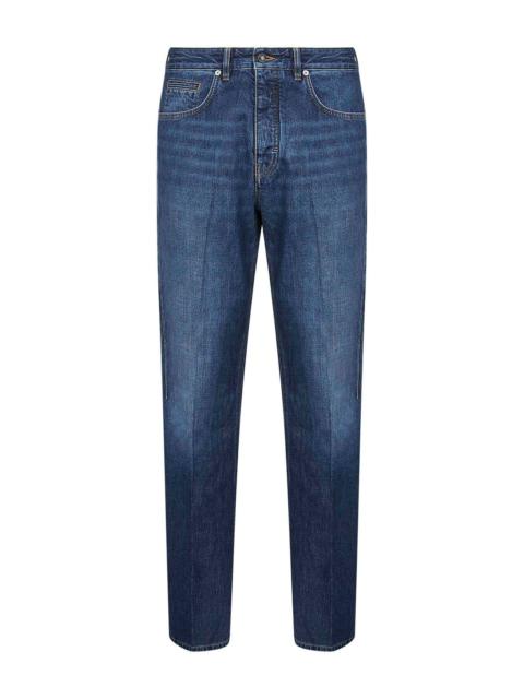 Givenchy Givenchy Men Blue Washed Denim Straight Jeans