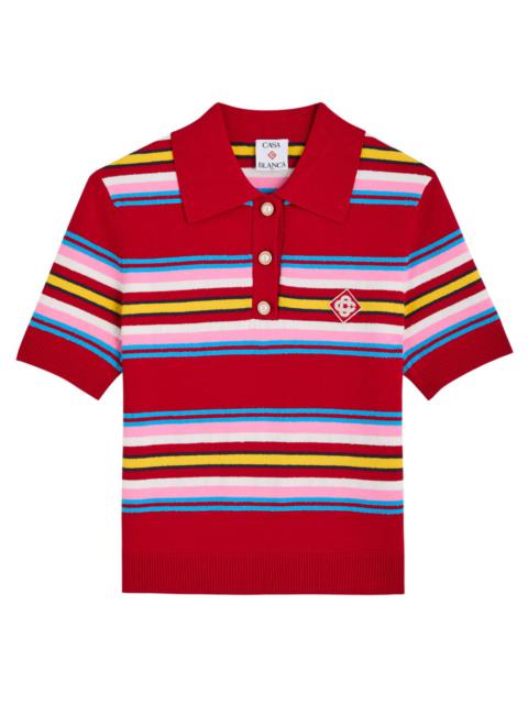 Casablanca Striped-intarsia Knitted Polo Shirt