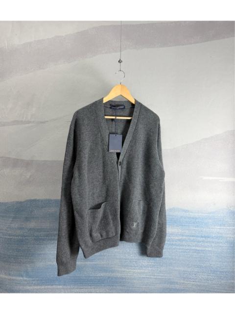 Louis Vuitton Louis Vuitton Grey Cashmere Cardigan with Embroidered Pocket Detail