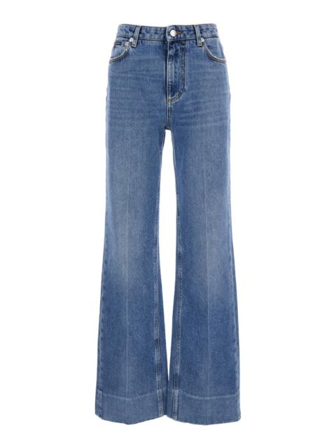 Dolce & Gabbana Dolce & Gabbana Women Blue Jeans With Wide Leg And Logo Patch On The Rear In Denim Woman