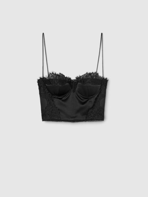 GUCCI Embroidered silk satin top