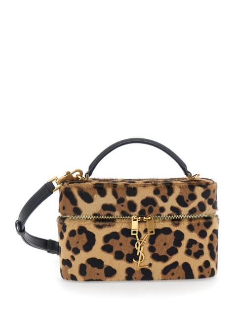 SAINT LAURENT Saint Laurent Women 'Gaby Mini' Brown Bag With Cassandre Logo On The Front And All-Over Leopard Prin