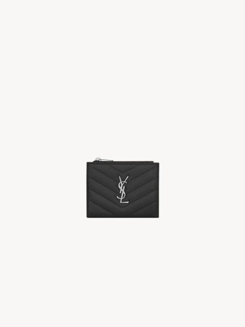 SAINT LAURENT CASSANDRE MATELASSÉ BI-FOLD WALLET IN GRAIN DE POUDRE LEATHER