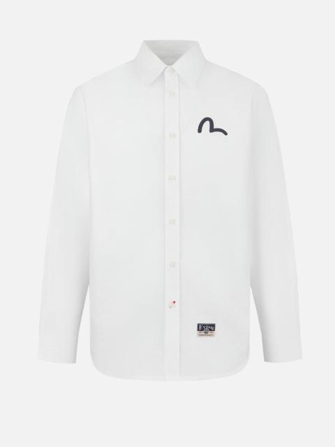 EVISU Seagull Embroidery Relax Fit Long Sleeve Oxford Shirt